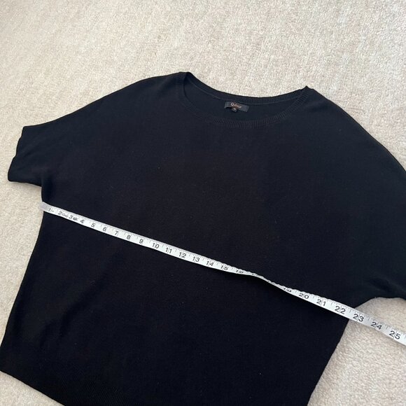 Quince Cashmere Cotton Link-Stitch Short Sleeve Dolman Sweater M Black - Picture 6 of 9